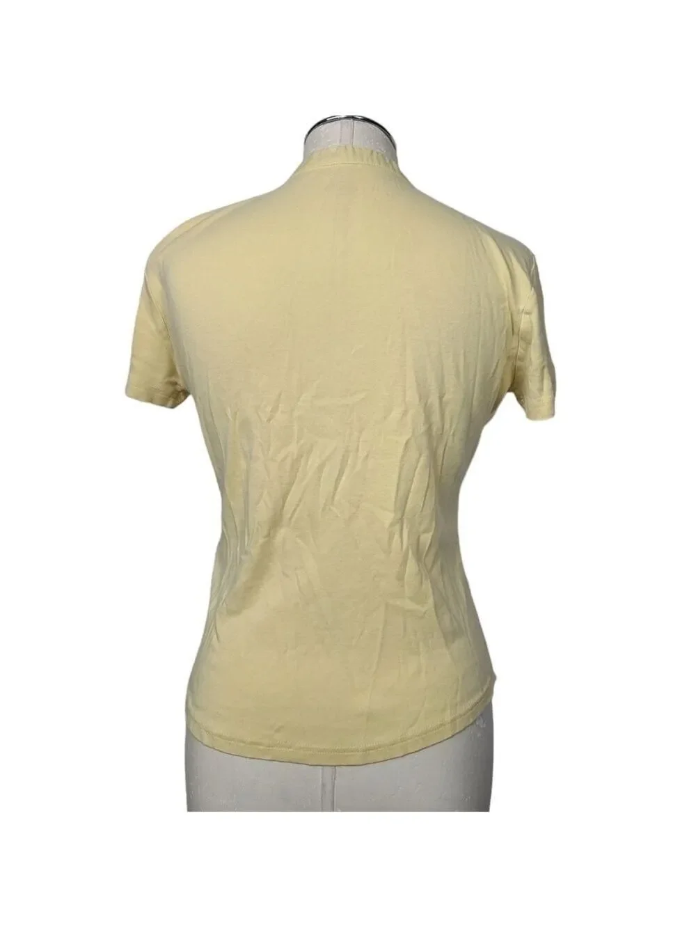 Talbots Light Yellow Pleated Half Button Down Cotton Shirt S